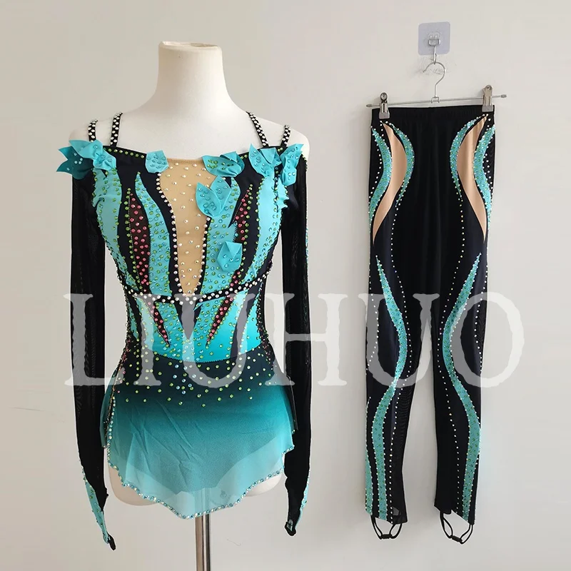 Abito Da Pattinaggio Artistico Ragazza - Maniche Lunghe, Tulle, Strass, Taglie 4-14 Anni - Foto 5