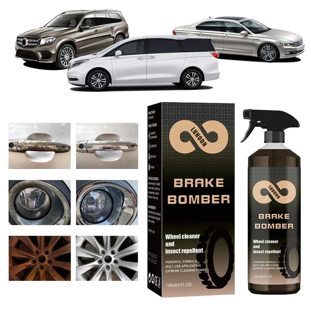 Car Wheel Cleaner Spray Non-Acid Car Wash Wheel Cleaning Spray Dust Removal Rim Rust Cleaner Safe on Alloy Chrome Painted Wheels
