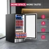 Wine Refrigerators,127 Cans Mini Fridge with Glass Door, 15 Inch Beverage Cooler Under Counter Built-in Beverage Refrigerator 2