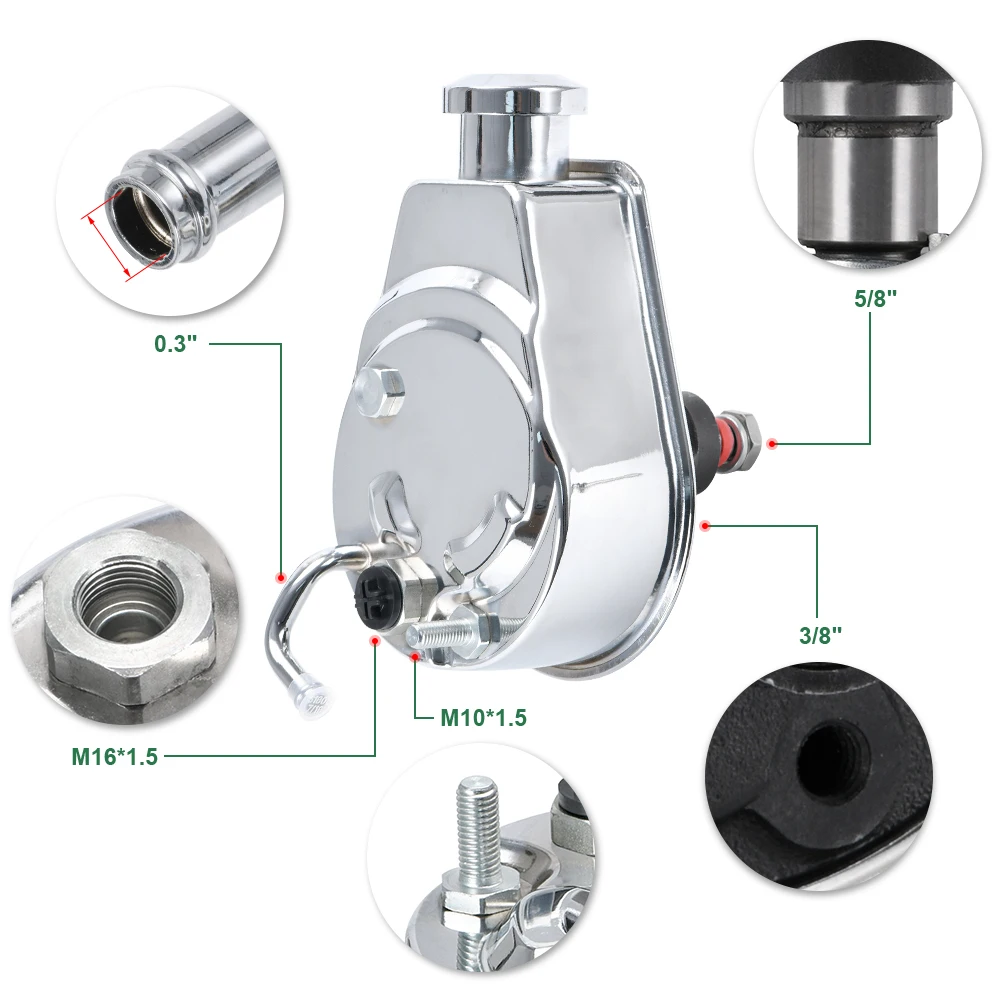 Saginaw Power Steering Pump 5/8" Keyway Pulley Shaft Chrome For 6674