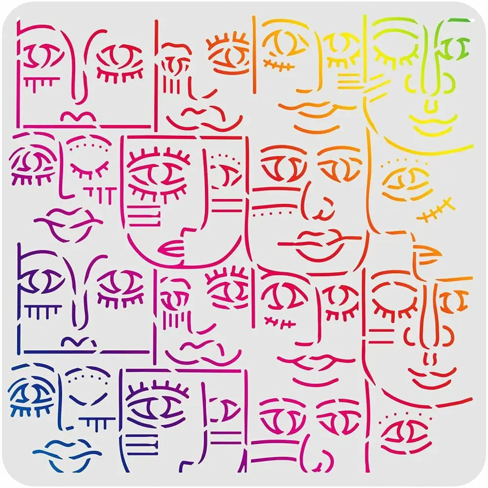 

Tribal Faces Drawing Painting Stencils Templates 11.8in Plastic Tribal Faces Stencils Decoration Square Stencils for Painting