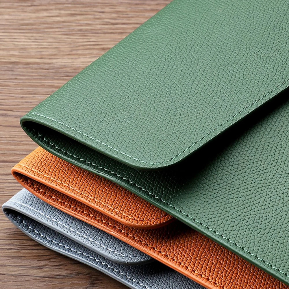 File Bag A4 PU Leather File Bag Portable Document Bag Thickening Button Waterproof Business Office Documents Storage Management Supplies