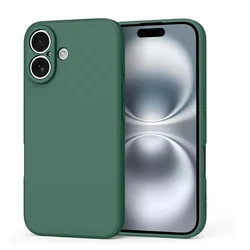 Vibrant Silicone Shockproof Phone Case - Soft, Protective & Colorful - iPhone 16 (Dark green)
