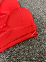 Women Red Evening Bandage Dress Hot Strapless Bodycon Flowers Hem Laced Up Mini Celebrity Birthday Party Dresses One Piece Gala - Image 4