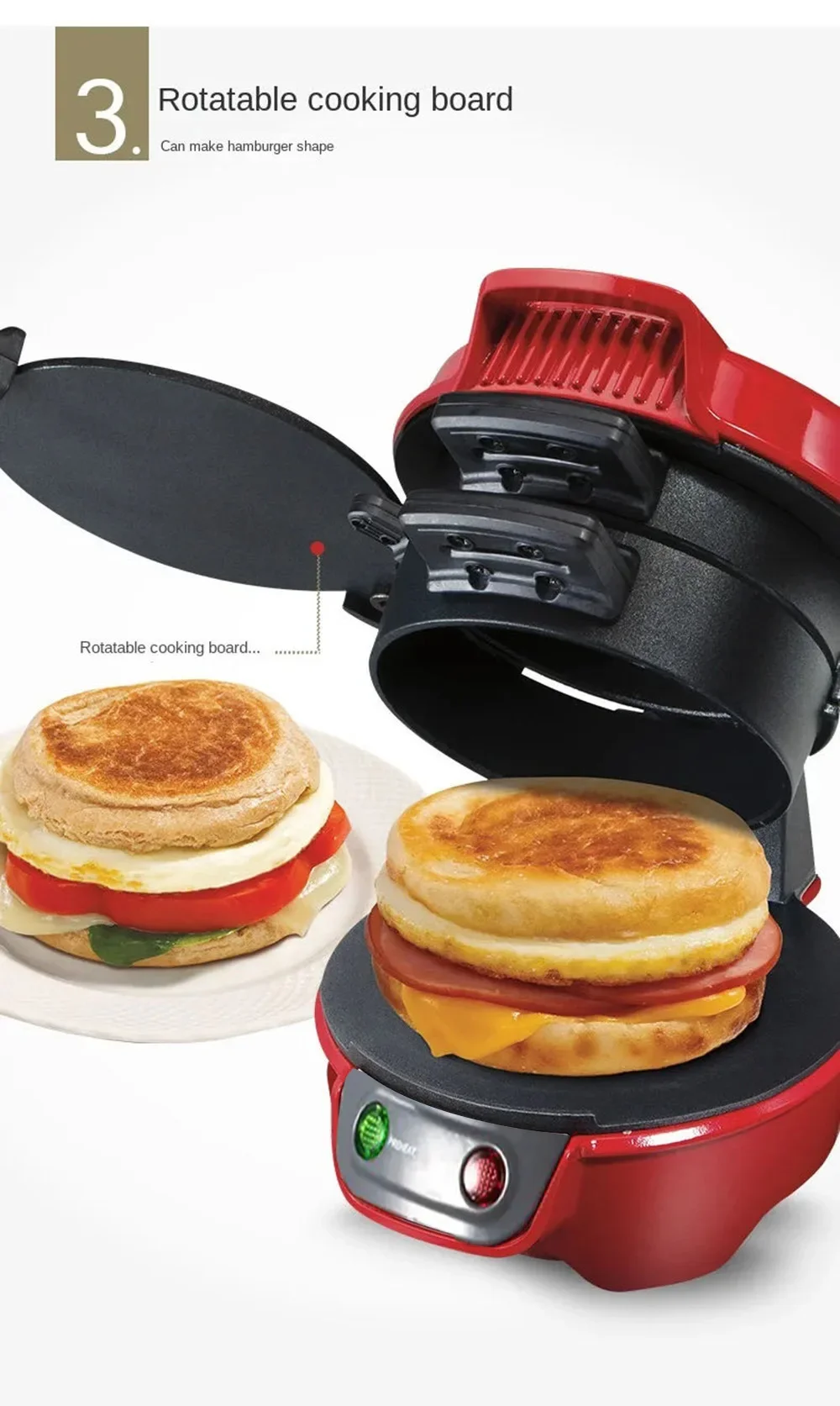 RAF Burger Maker R.666, 600W, Rosu - eMAG.ro