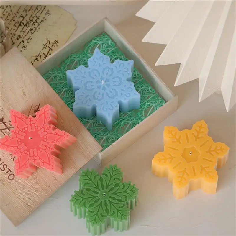 Description Picture 5 of itemChristmas Snowflake Candle Silicone Mold Handmade Soap Aromatherapy Gypsum Resin Ice Mould Candle Making Kit Home Decor Gifts