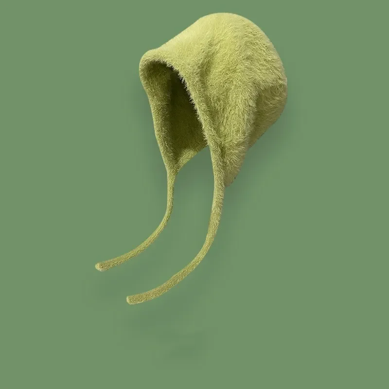 Y2K Cute Beanie Autumn Winter Women Warm Japanese Knit Hat Pile Caps Men Ear Protection Tie Pullover Hat Gorro Bonnet