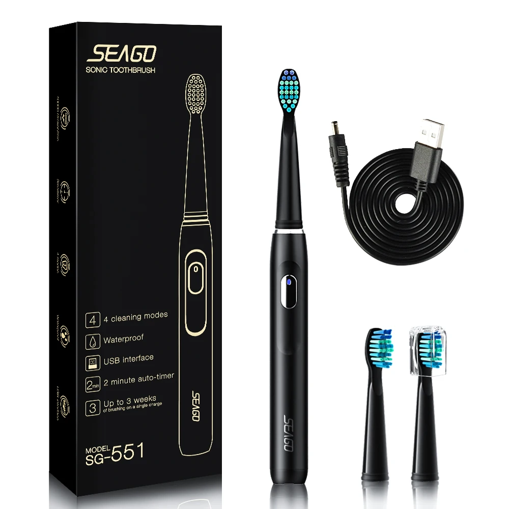 Electric Toothbrush Rechargeable Sonic Toothbrush with 4 Modes Portable Electric Toothbrushes for Adults with 2Pcs Brush Heads