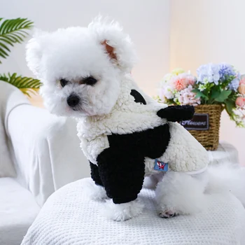 Abrigo de oso panda con capucha y orejas para mascotas