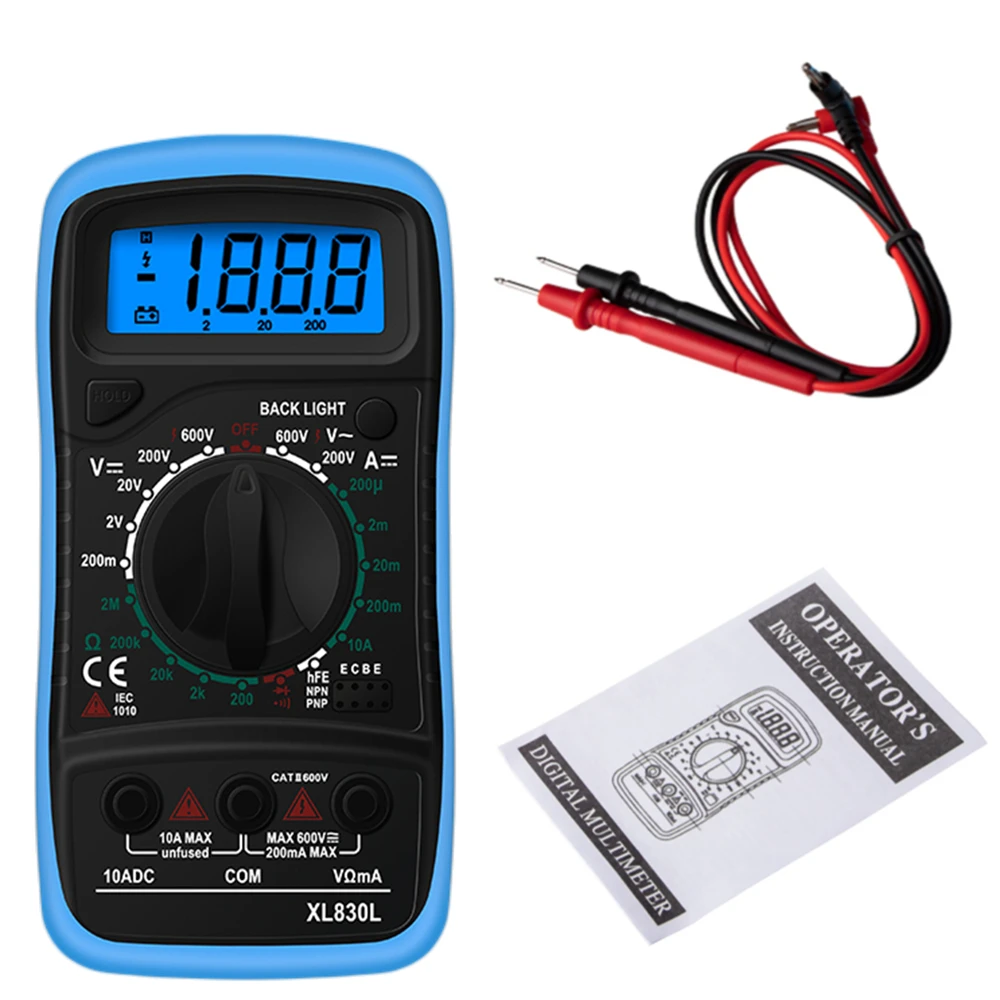 Handheld Digital Multimeter LCD Backlight Portable AC/DC Ammeter Voltmeter Ohm Voltage Tester Meter Multimetro 4