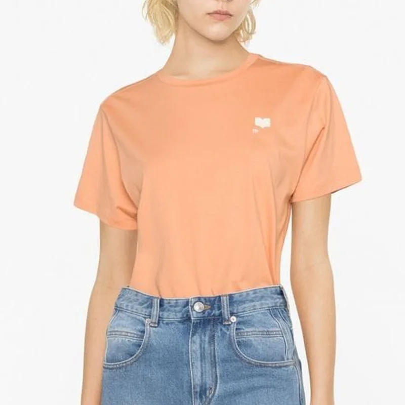 

Women's T-shirt 2024 Spring New Logo Embroidered O-Neck Loose Casual Short Sleeve Straight Tee