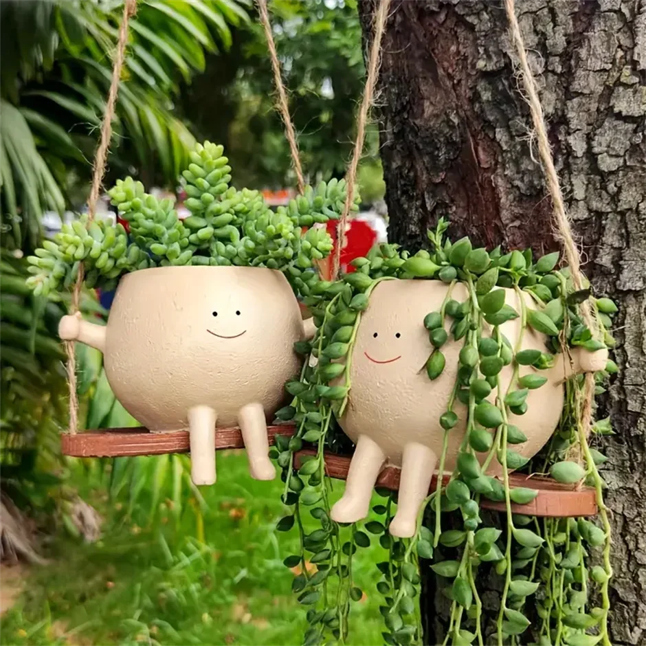 Flower Pot Swing Face Planter Pots Wall Hanging Planters Smile Face Resin Flower Pot for Flowers Big Succulent Plants Creative Pot flower pot,hydroponic flower pot,plant pot