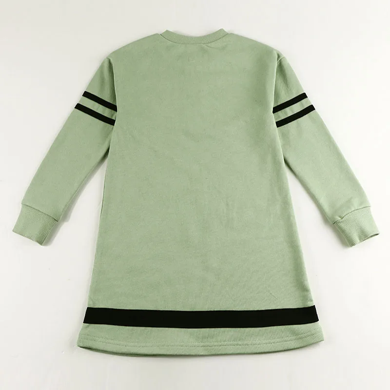 Mädchen Kleid lässig Outfit Kleider vorne Reiß verschluss lange Ärmel Mädchen Kleidung Stickerei Brief ein Kontrast Marine Streifen Familie Set – Detail 9