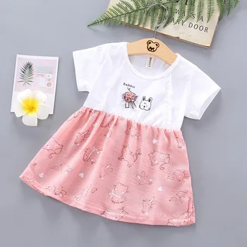 Children Girl Dress Flower Print Cute Princess Dress Birthday Wedding Costume Baby Outfit Kid Girl Clothes Cartoon Toddler 2