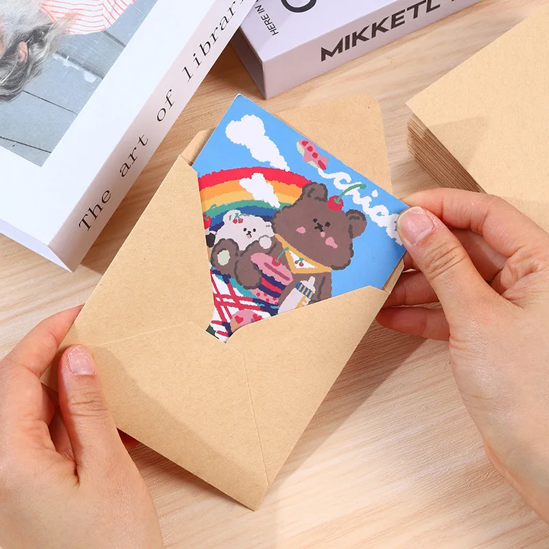 50pcs Kraft Paper Envelopes 120g Paper 10x10cm 16x16cm Wedding Invitations Supplie Postcard Giftbox Packaging Storage Stationery