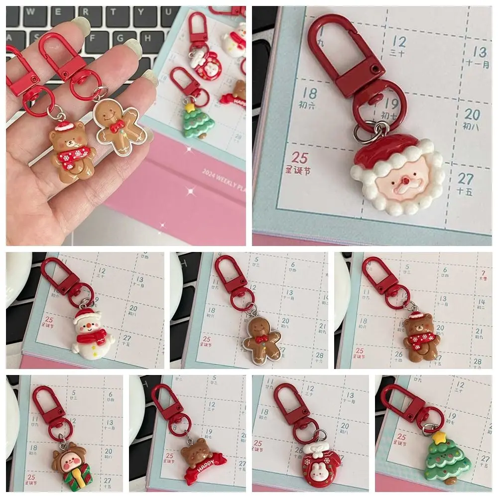 

Gingerbread Man Xmas Santa Claus Pendant Backpack Charms Elk Christmas Resin Key Chain Key Ring Ornaments Korean Style
