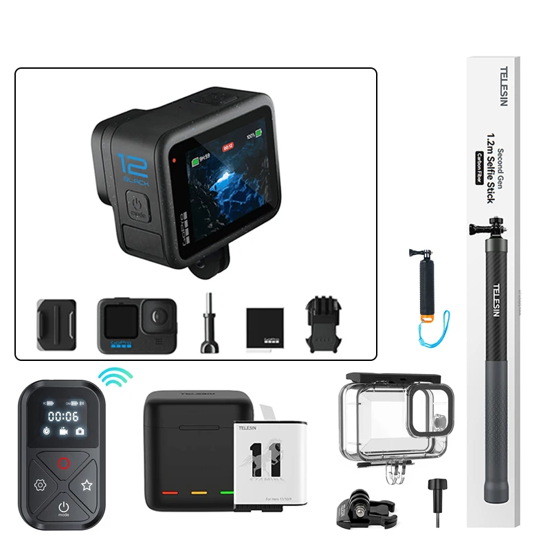 Hero 12 Bundles For GoPro Hero 12 Black Action Camera HDR HyperSmooth 6.0  5.3K60 4K120 Waterproof Max Lens Mod 2.0 Original - AliExpress