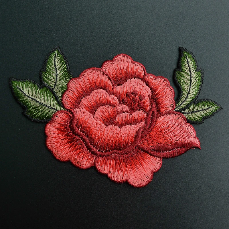 Parches de flores rosas para coser para ropa, apliques bordados, insignias de tela, accesorios de ropa DIY, ud.|sew on on flowersapplique embroidered - AliExpress