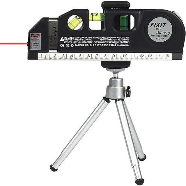 Laser Level Line Tool, Multipurpose Laser Level Kit Standard Cross Line  Laser leveler Beam Tool with Metric Rulers 8ft/2.5M for Picture Hanging