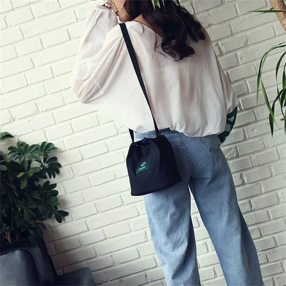 Women Shoulder Bags Letter Handbags Casual Buckle Tote Canvas Crossbody Bag Cute Shopping Bag For Ladies - 3