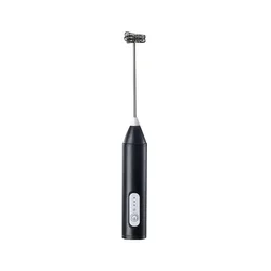 Wireless Rechargeable Handheld Milk Frother - 3 - Speed Mini Foam Maker and Whisk for Coffee and Cappuccino (Black)