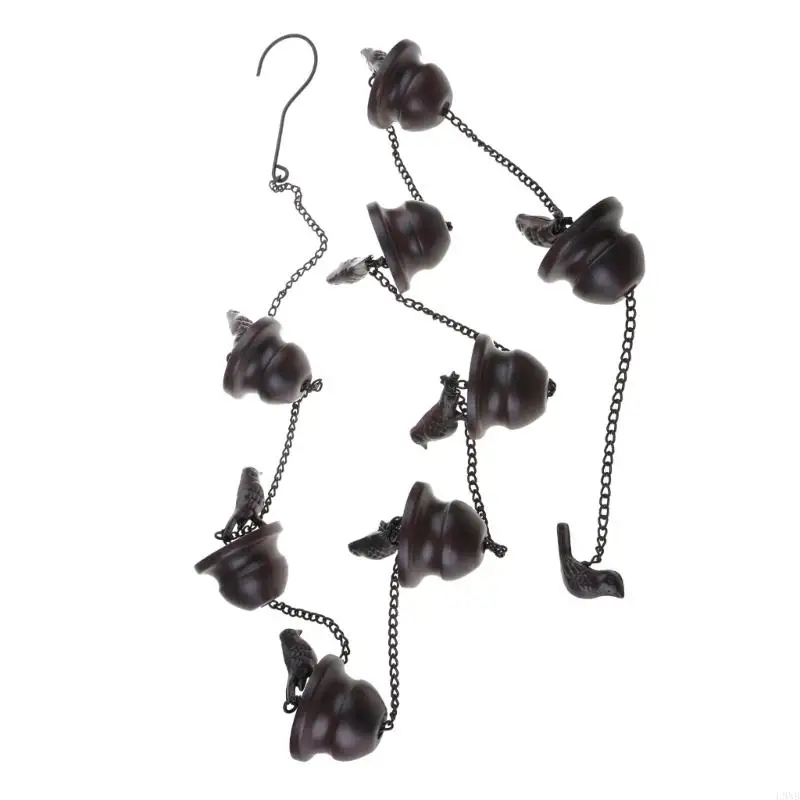 L9NB Unique Birds On Cups Metal Rain Chain Rain Catcher For Gutter Roof Decoration Metal Drainage Chain Downspout Tool