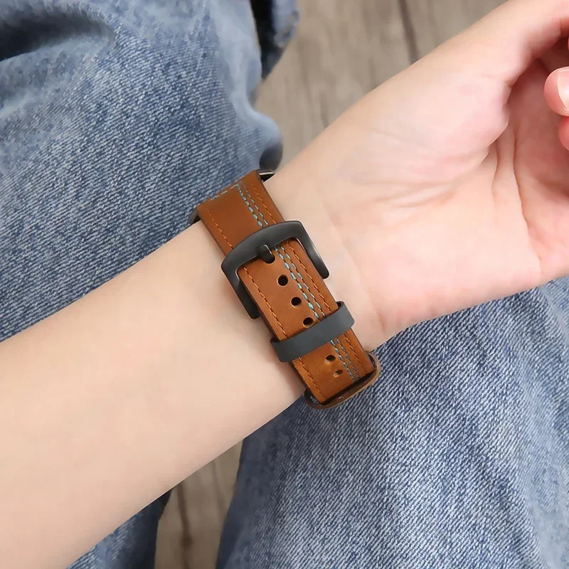 Premium Leather Watch Band - 20mm/22mm Strap