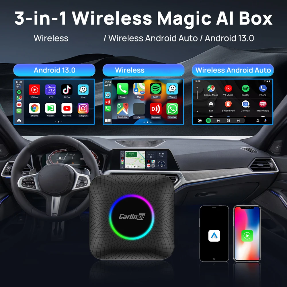 2024 CarlinKit ī÷ AI ڽ, ȵ̵ 13.0, QCM 8 ھ, SM6225, FOTA ׷̵, ȵ̵ ڵ  ī÷ ,  2.4 + 5G GPS