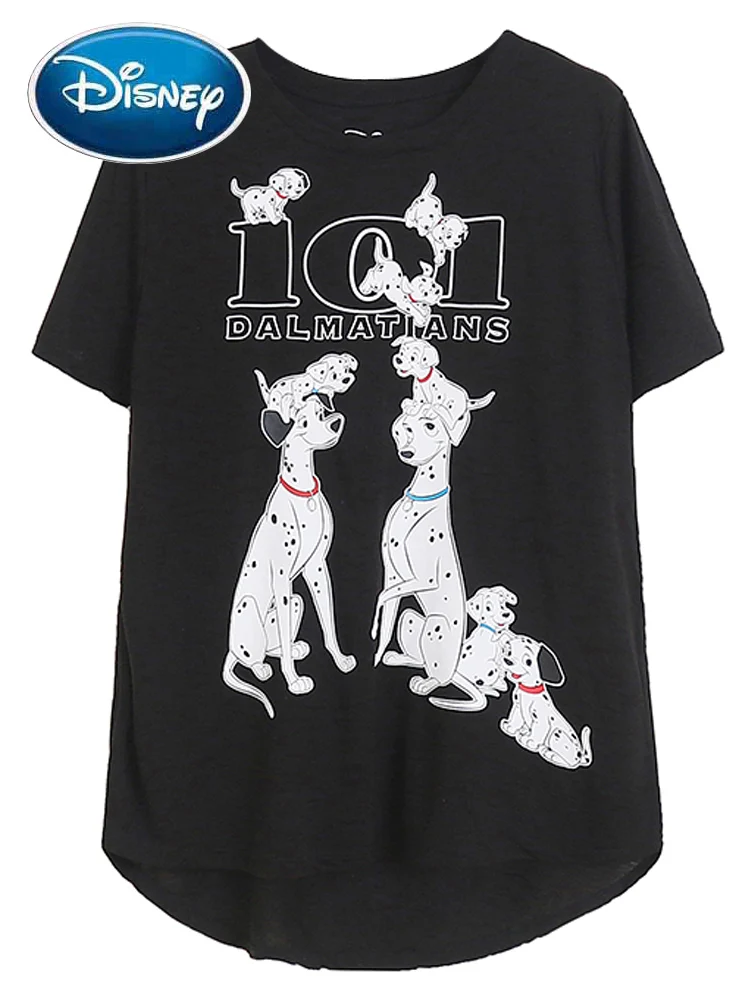 Disney 2023 New Stylish 101 Dalmatians Dog Letter Embroidery Cartoon Print  T-Shirt Fashion Women O-Neck Short Sleeve Tee Tops - AliExpress