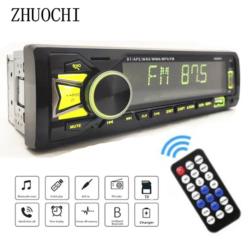 Car Radio Audio 1din Stereo Bluetooth Mp3 Player Fm Receiver 60wx4 With