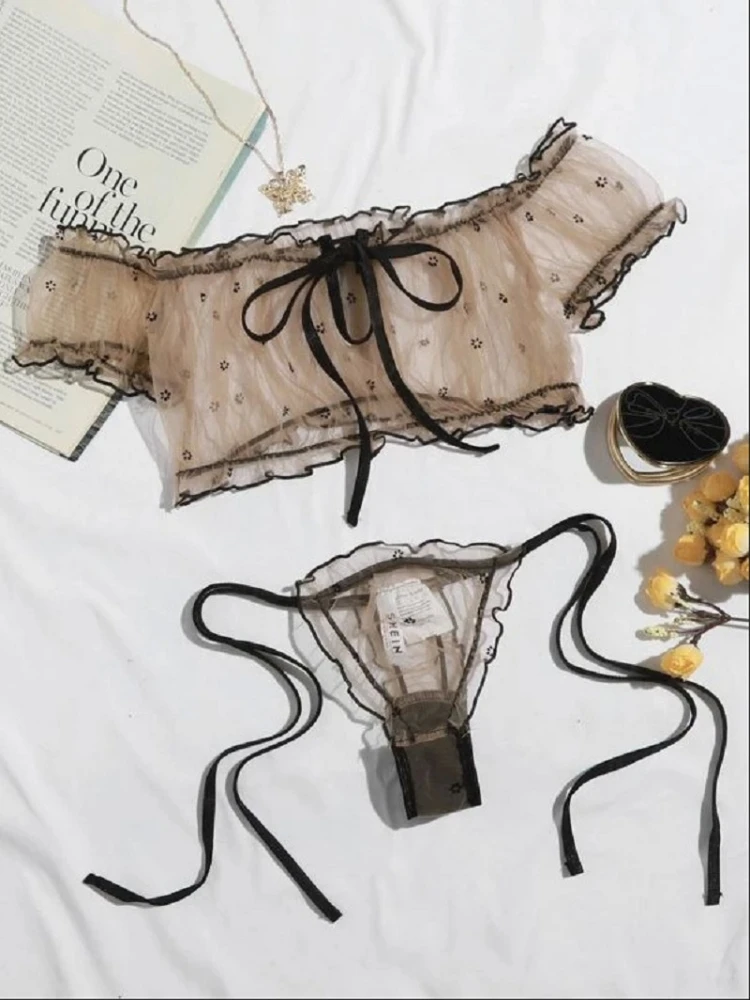 

Porno Women's Sexy Lingerie Mesh Bra Set Lace Sexy Push-up Bra and Panty Lingerie Set Comfortable Fashion Ladies Bralette Secret