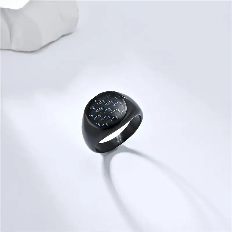 Black ring titane carbon fiber for men vintage