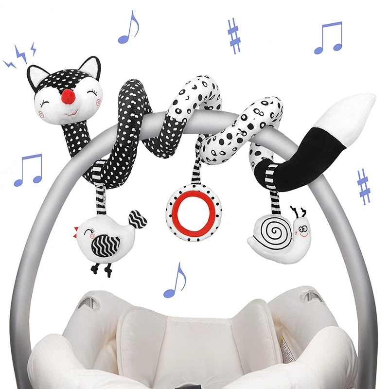 Carro seat brinquedos bebê brinquedos 0-3 meses, preto e branco