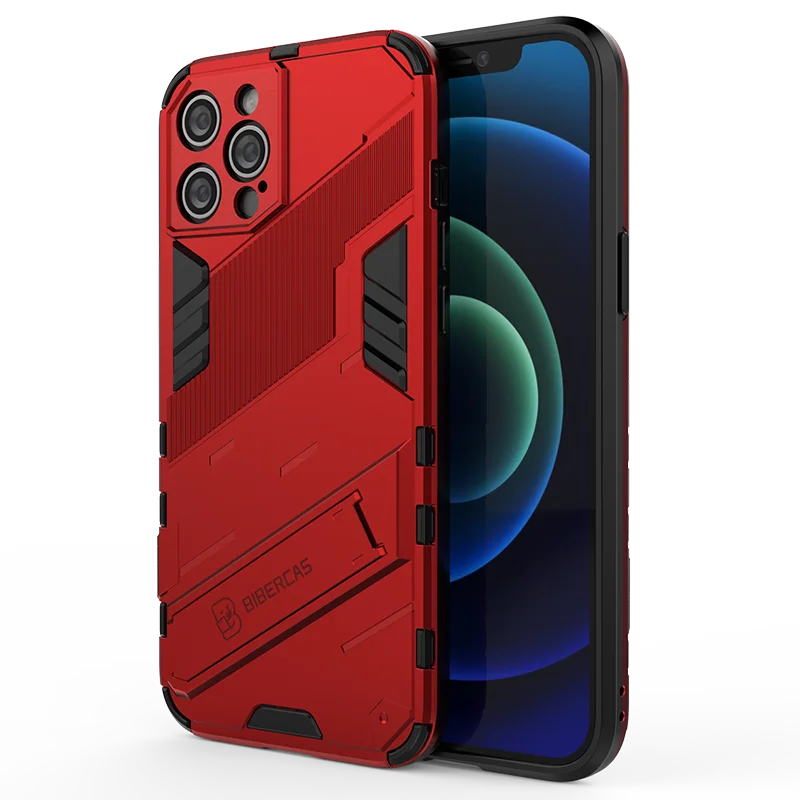 Armor Matte Shockproof Phone Case with Holder - Soft TPU + Hard PC