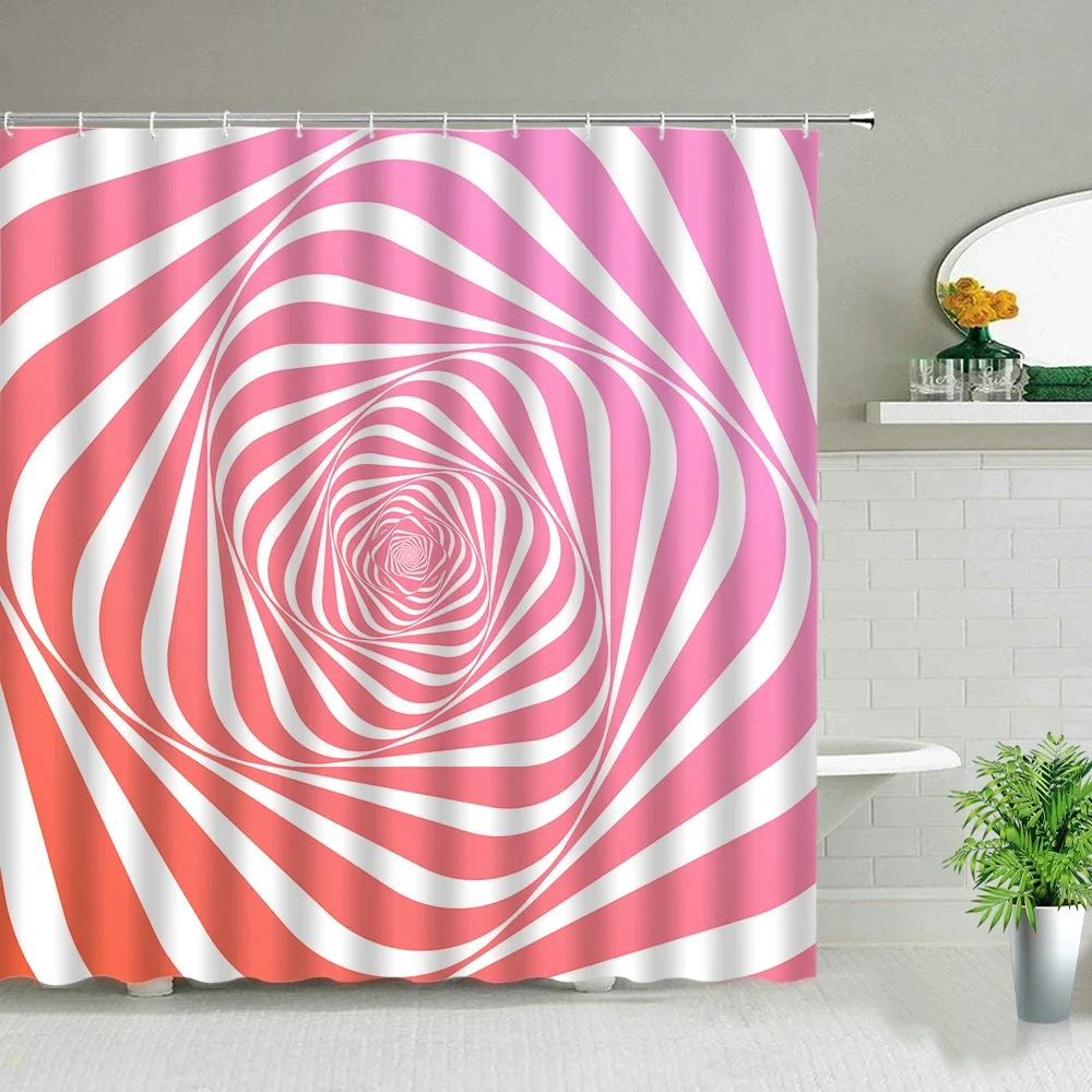 Black And White Stripes Shower Curtains Geometry For Bathroom Decor Screen Waterproof Fabric Bathtub Curtain With Hooks Washable 4