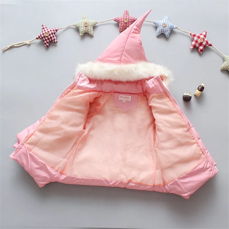 Children's Overalls 0 To 3Y Winter Baby Down Jacket Windproof Hooded Kids Cotton Padded Fashion Costume Warm Girls Clothes