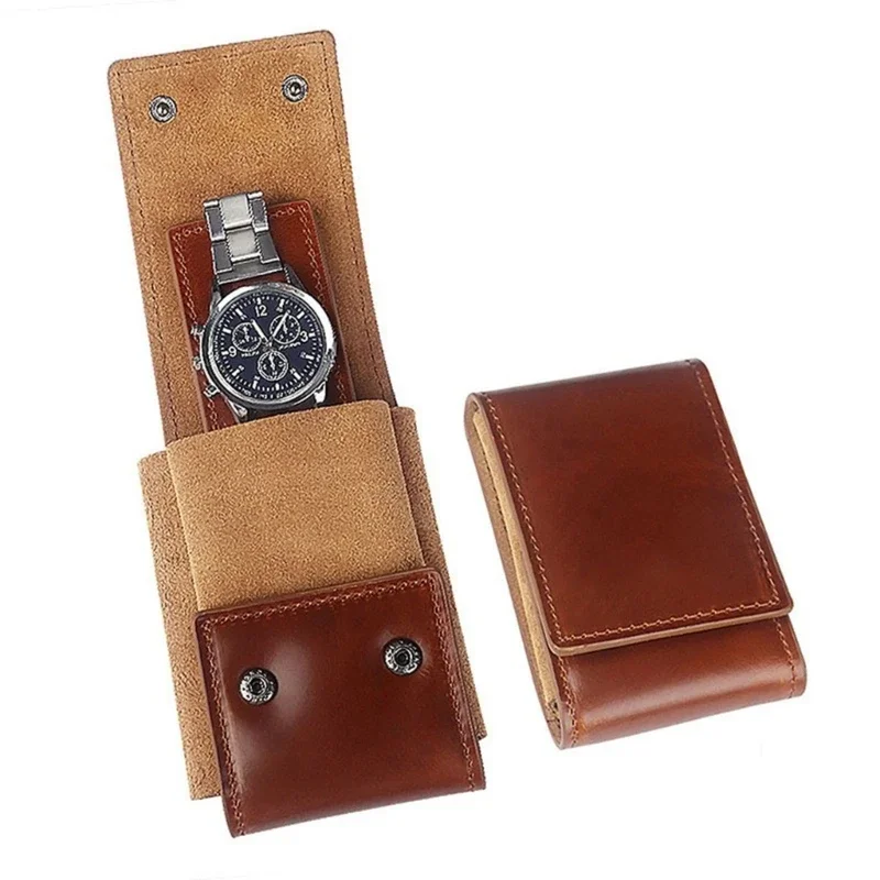 

3 Colors Men Watch Box Watch Bag Box Easy Carry to Travel Watch Storage Cowhides Jewelry Box