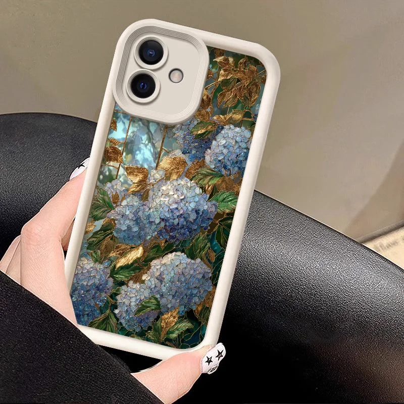 Creative Blue Hydrangea Floral Soft Phone Case Cover