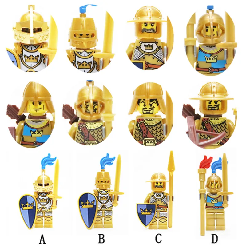 

8PcsLot Disney Dragoon Castle Royal King's Knight Crusaders Knights Battle Steed Rome Cavalry Warrior Building Block Mini Figure