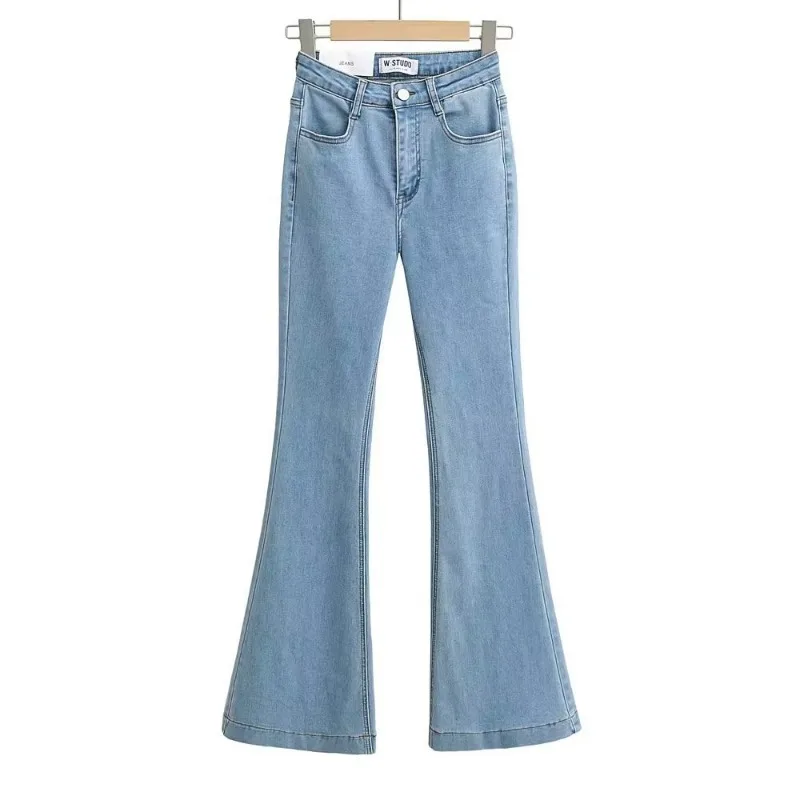 Pantalones vaqueros acampanados de verano para mujer, pantalones vaqueros largos ajustados, pantalones vaqueros elásticos azules de moda Y2K, pantalones vaqueros de cintura alta 2025