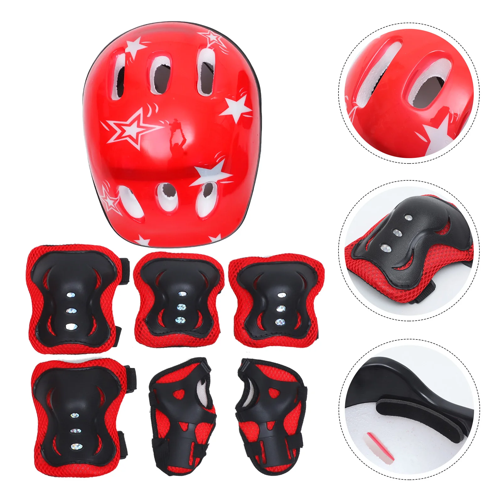 

Adjustable Kids Helmet and Protective Gear Set for Skateboarding and Sports (Red)