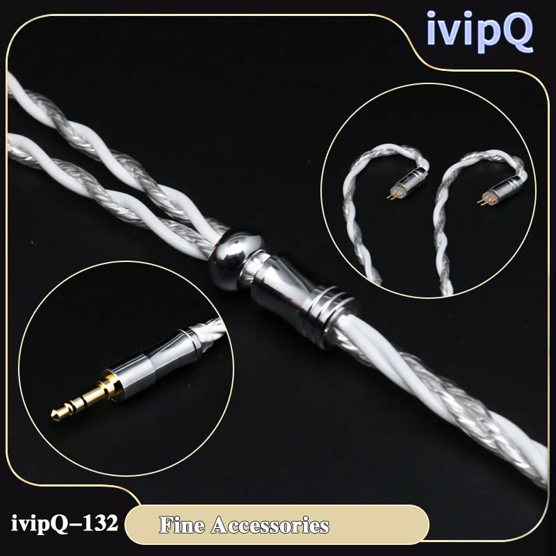 ivipQ リケーブル イヤホン 2点セット Ivipq-イヤホンアップグレードケーブル、8コア、シルバーグラ