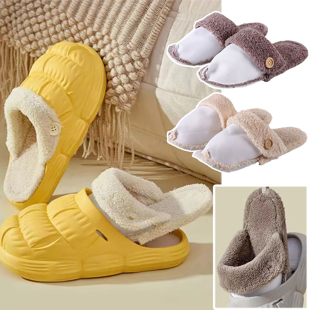

1Pair Removable Cotton Sleeve Insoles Inserts For Fur Lined Shoes Clogs Slippers Plush Liner Winter Warm Shoe Cover