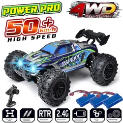 Voitures tout terrain Rc 4x4 avec phare LED, jouets camion monstre télécommandé à dérive à grande vitesse 1/16G 50KM, chenille de roche à échelle 2.4 4WD 