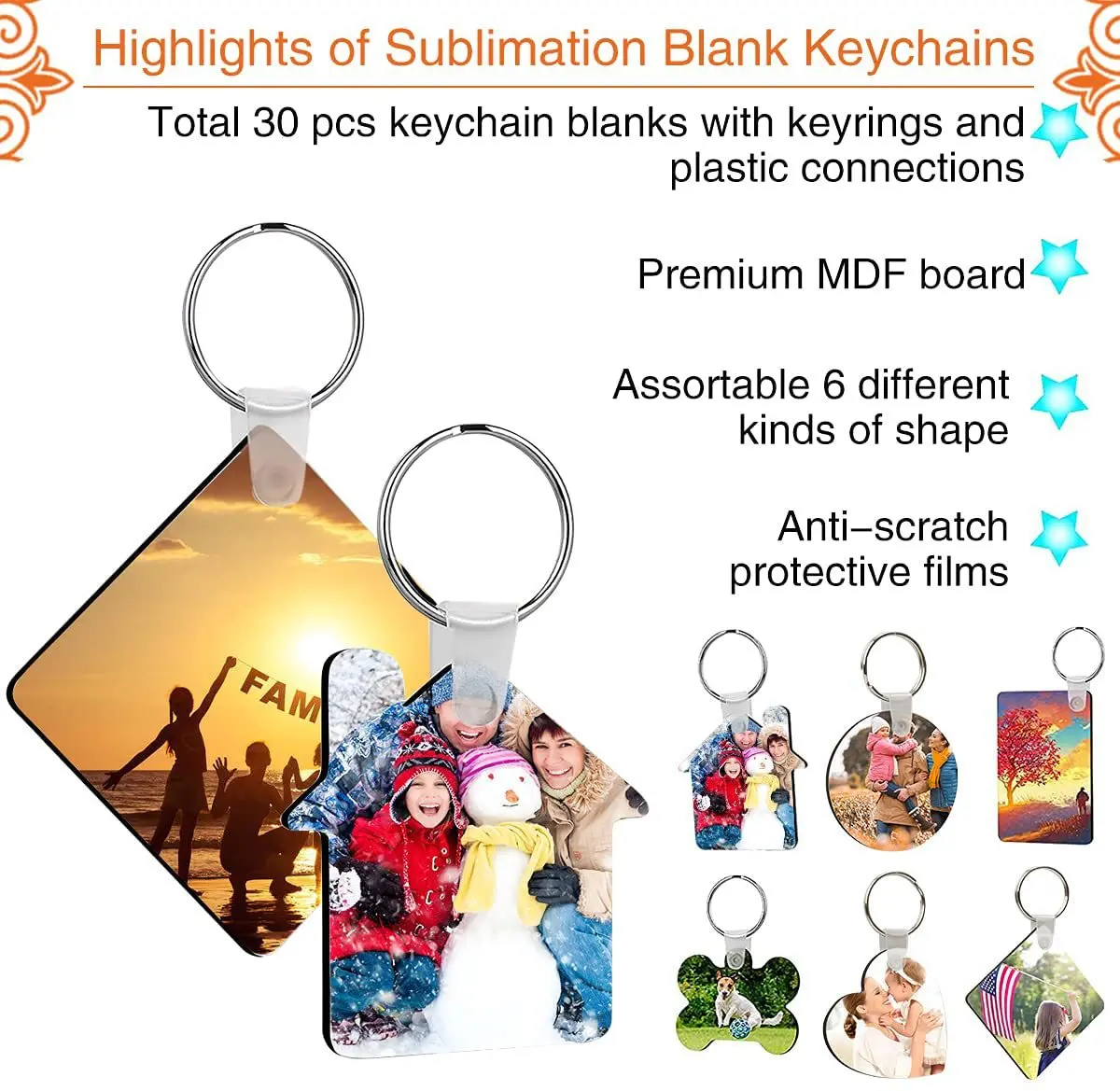 Premium Sublimation Blank Acrylic Keychains