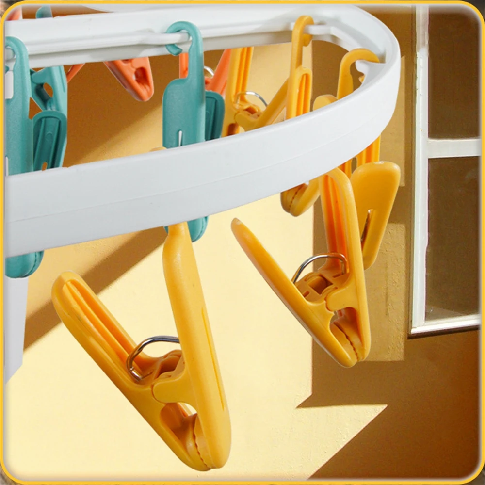 6/12 Clips Folding Clothes Dryer Hanger Windproof Socks Underwear Drying Rack Household Children Adults Storage Laundry Rack 5
