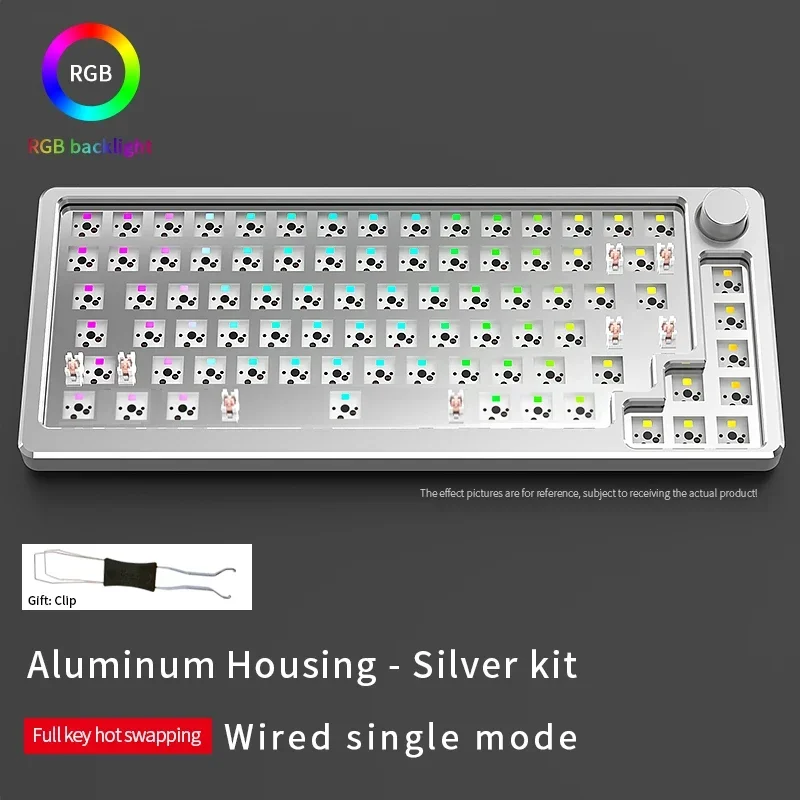 

Dk83 Mechanical Keyboard Kit Rgb Backlight 83 Key Aluminum Alloy Shell Black And White Hot Plug Wired Single-mode Game E-sports