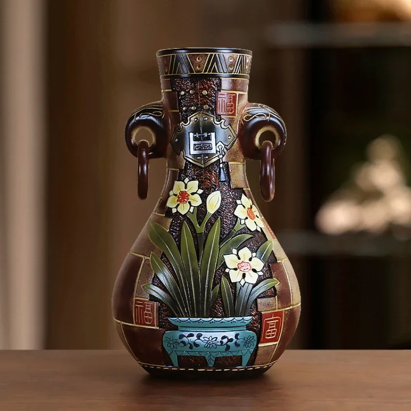 

Traditional Living Room Vase New Chinese Style Decor Home Ceramic Decoration Handcrafted Artwork