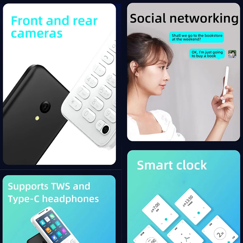 Qin F21 Pro Smart Touch Screen Phone 2.8 Inch Smartphone Android 11 3GB+32GB 2120mAh 5MP Hebrew Keyboard Mobile Phone For Older 2