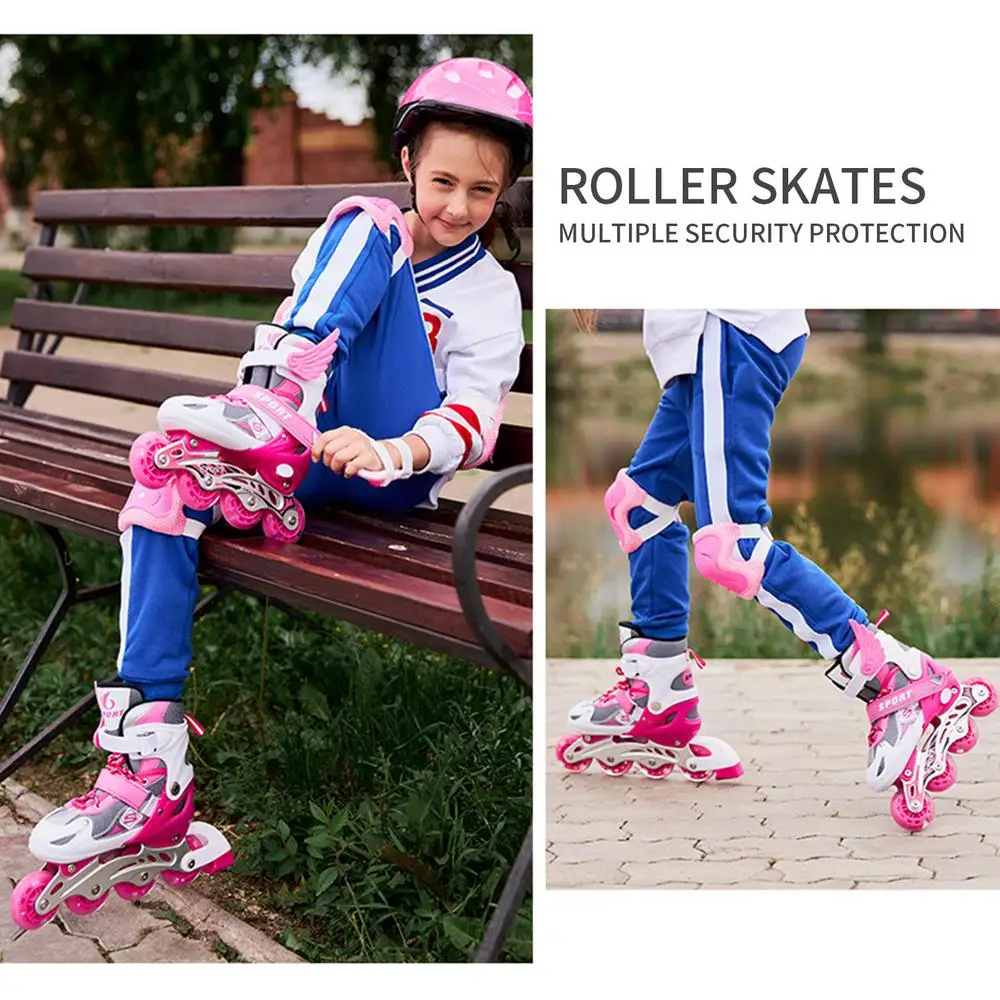 Description Picture 6 of itemBoys Girl Kids Roller Skates Shoes Skating Shoes Sliding Inline Sneakers With 4 Wheels 1 Row Roller Skate Shoes Skates Child